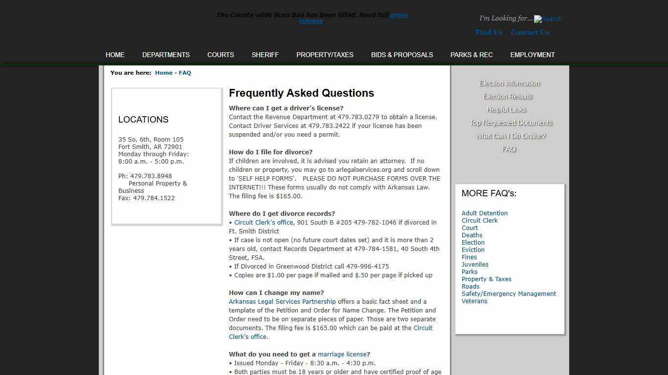 Sebastian County Government > Home > FAQ