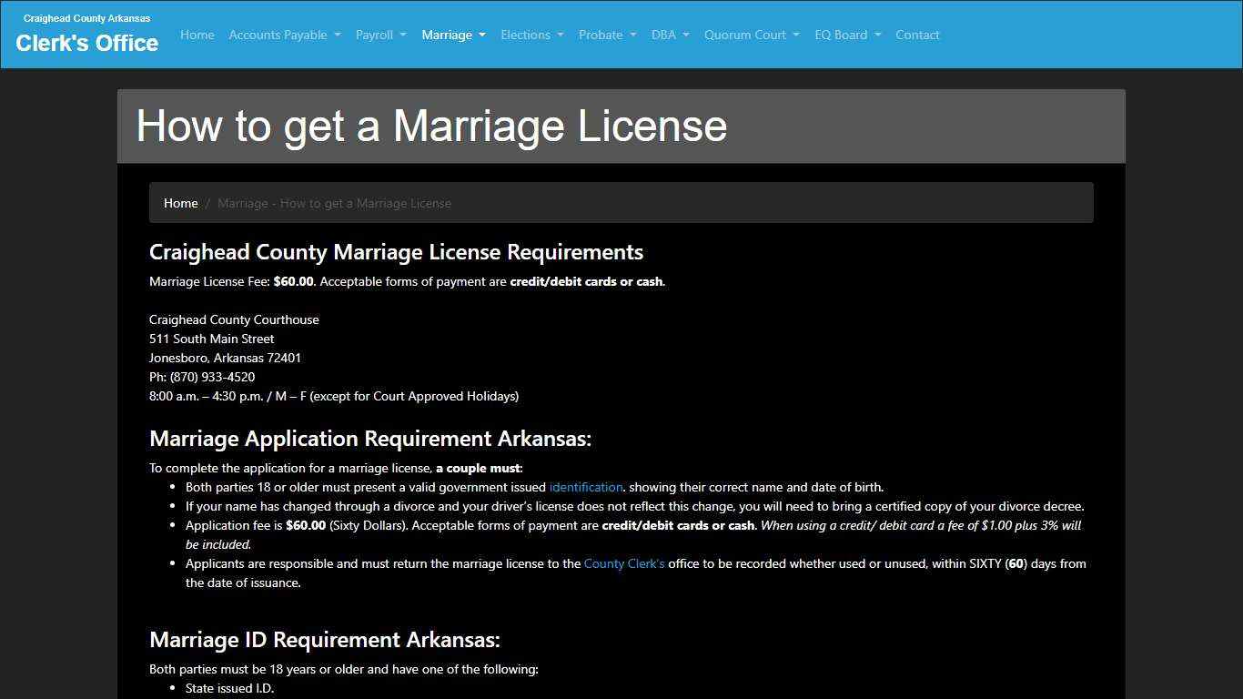 How to get a Marriage License - Craighead County, Arkansas