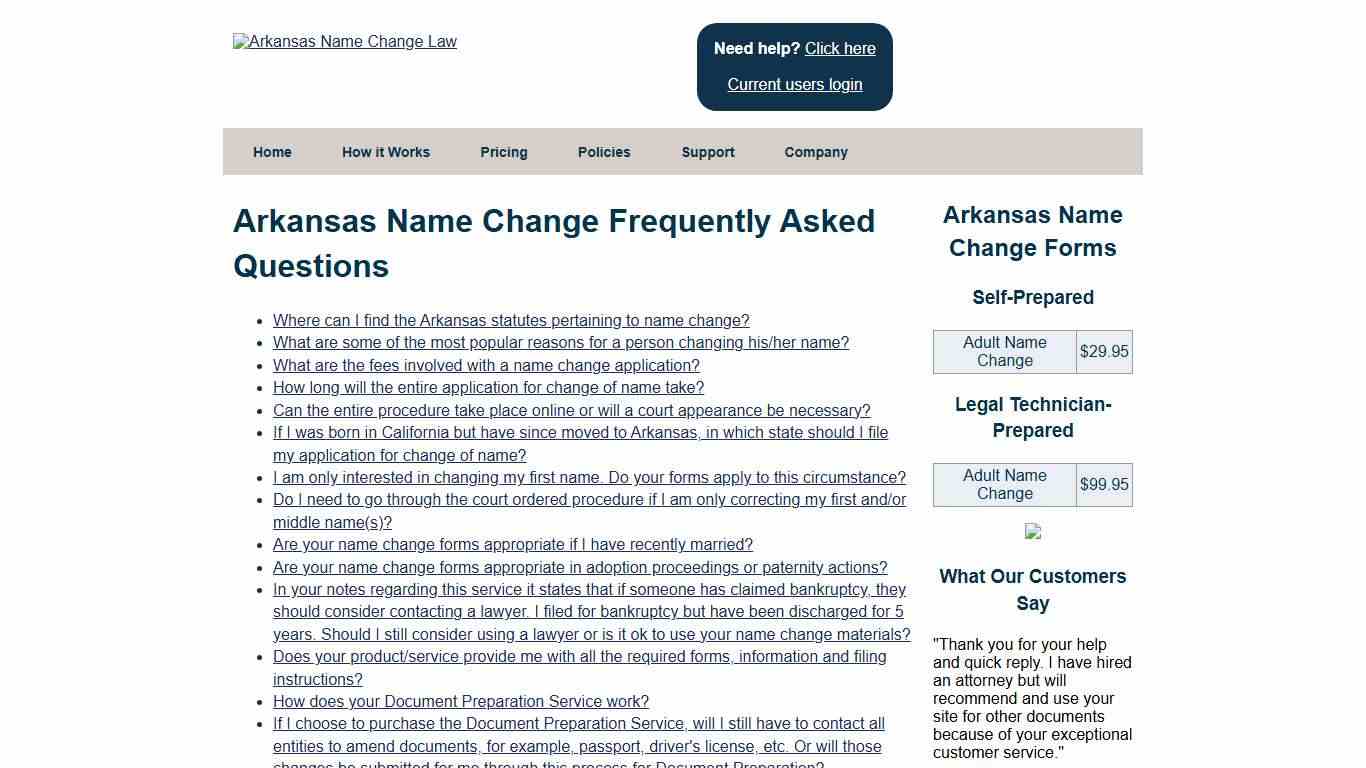 Arkansas Name Change Frequently Asked Questions